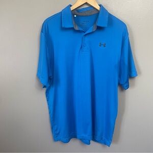 Under Armour The Play Off Polo blue Short Sleeve Shirt Collar Mens Size Large